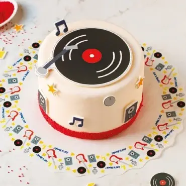 Disco Zuckerdekor Set – Essbare Torten Deko Musik 7-teilig