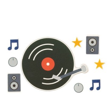 Disco Zuckerdekor Set – Essbare Torten Deko Musik 7-teilig