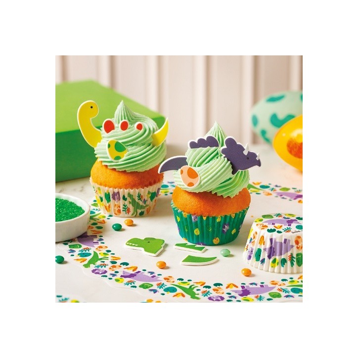 Dinosaur Cupcake Decorations – Edible Dino Sugar Set 18 pcs