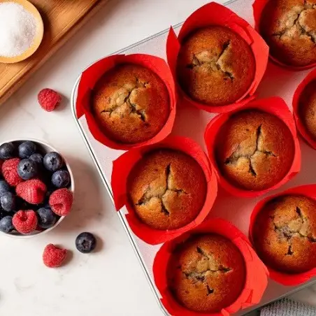 Red Tulip Muffin Liners – Baking Cups 24 pcs Coffee Shop Style