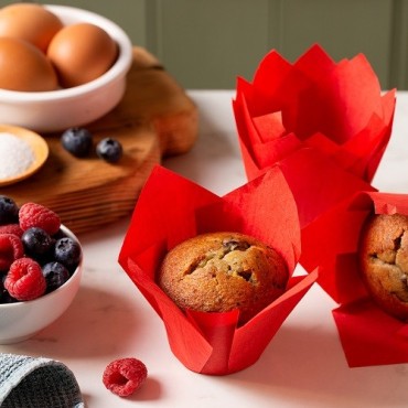 Tulip Muffinförmchen Rot – Backförmchen 24 Stück Coffeehouse Style