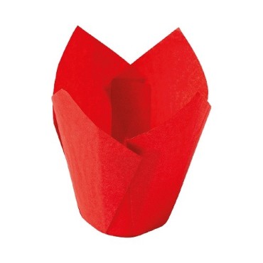Red Tulip Muffin Liners – Baking Cups 24 pcs Coffee Shop Style