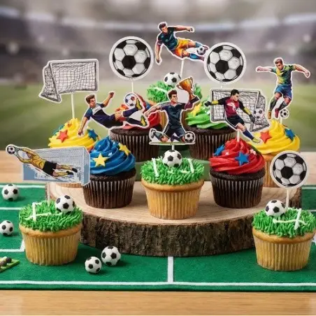 deKora Fussball Cupcake Topper 16 Stück