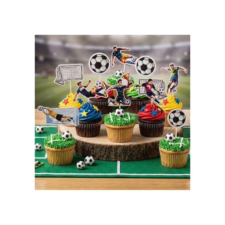 deKora Football Cupcake Toppers 16 Pieces