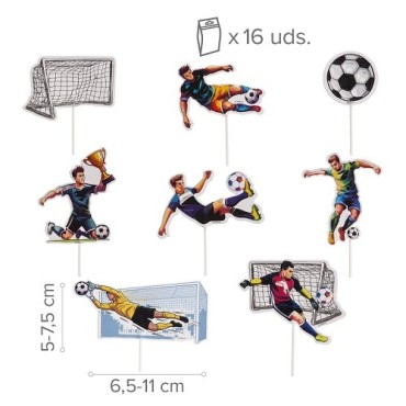 deKora Fussball Cupcake Topper 16 Stück