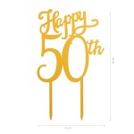 DeKora Happy 50th Cake Topper 16x10cm