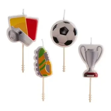 Dekora Fussball Kerzen, 4 Stück