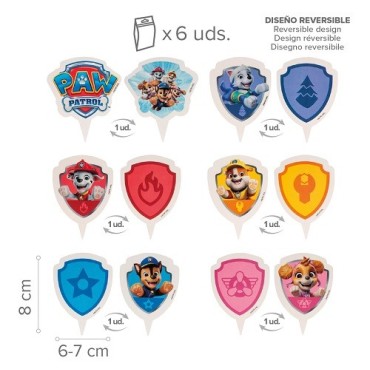 deKora Paw Patrol Cupcake Picks & Wrapper Set for 6