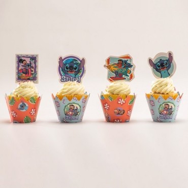 deKora Disney Stitch Cupcake Picks & Wrapper Set for 6