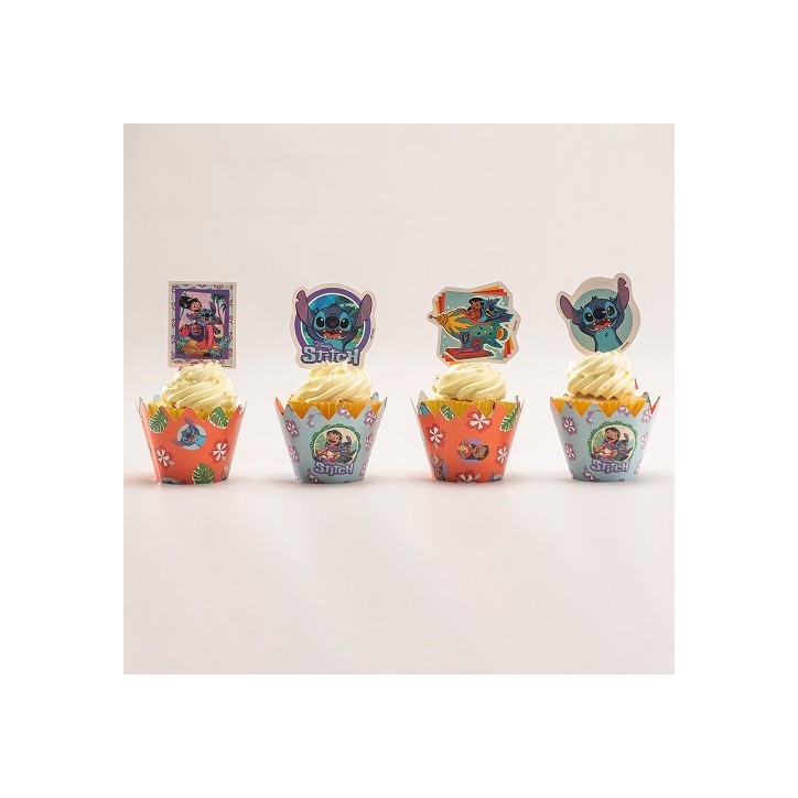deKora Disney Stitch Cupcake Picks & Wrapper Set for 6