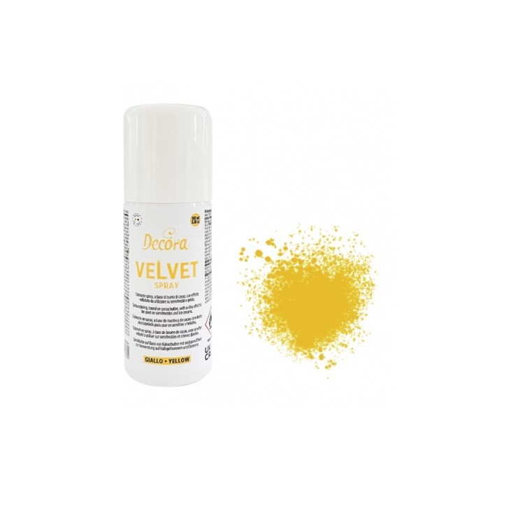 Decora Velvet Spray Gelb 100ml Samtspray für Torten