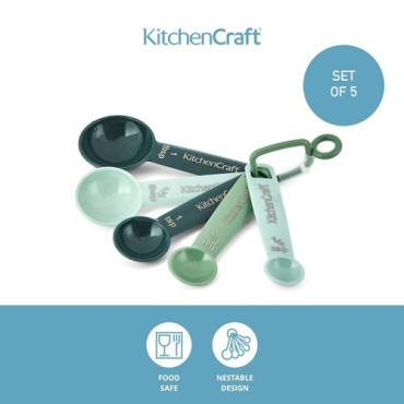 Kitchen Craft Measuring Spoon Set 5 Pieces Green Blue