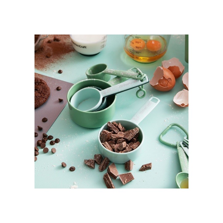 Kitchen Craft Measuring Cup Set 5 Pieces Green Blue Kitchen Craft Measuring Cup Set 5 Pieces Green Blue