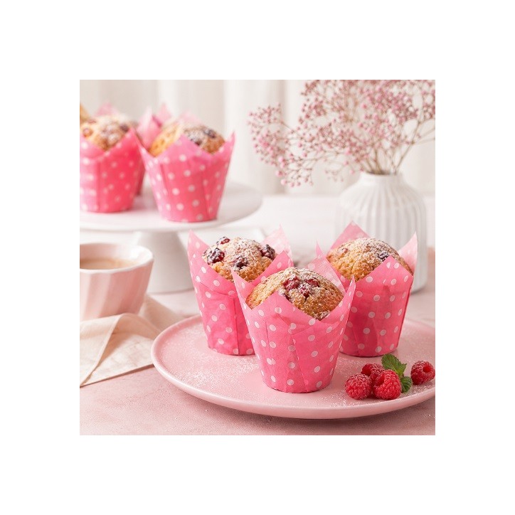 Pink Polka Dot Tulip Muffin Cases 50 Pieces
