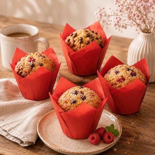 Rote Tulip Muffin Förmchen, 50 Stück