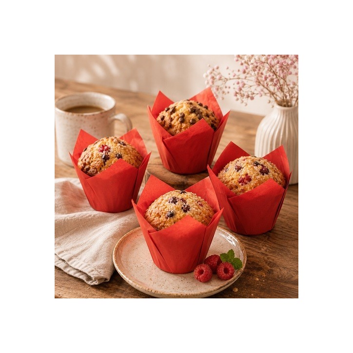 Red Tulip Muffin Cases 50 Pieces