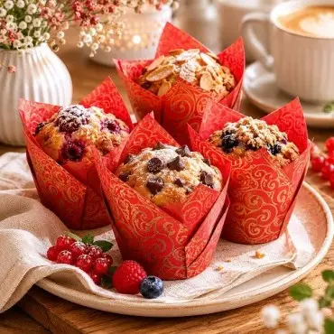 Vogue Tulip Muffin Förmchen Rot-Gold 50 Stück