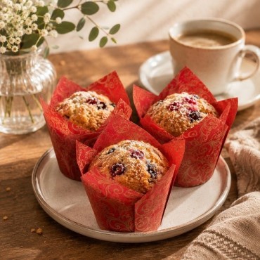 Vogue Tulip Muffin Förmchen Rot-Gold 50 Stück