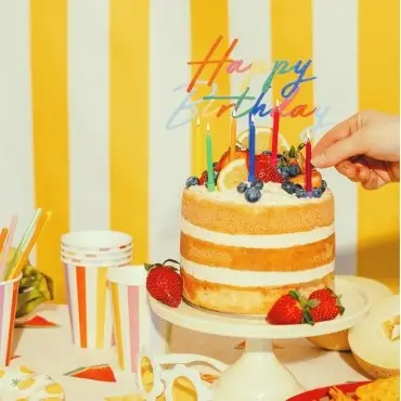 PartyDeco Happy Birthday Acrylic Cake Topper Multicolor 18cm