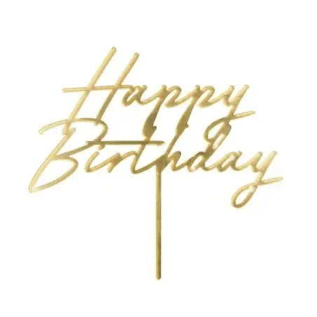 PartyDeco Happy Birthday Acryl Torten Topper Gold 18cm