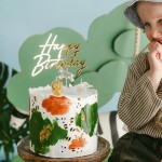 PartyDeco Happy Birthday Acryl Torten Topper Gold