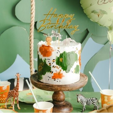 PartyDeco Happy Birthday Acryl Torten Topper Gold 18cm