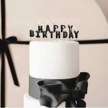 PartyDeco Happy Birthday Geburtstagskerzen Schwarz