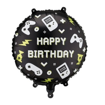 PartyDeco Happy Birthday Gaming Foil Balloon 35cm