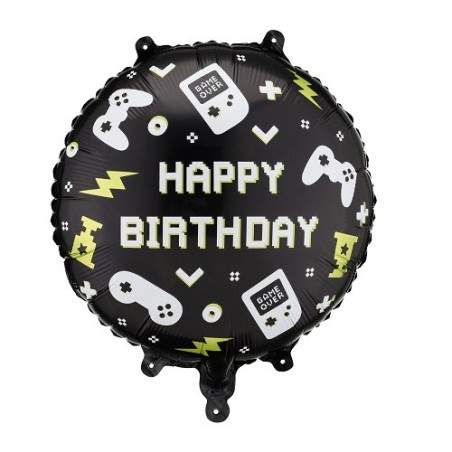 PartyDeco Happy Birthday Gaming Folienballon 35cm