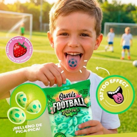 DeKora Football Pica-Pik Strawberry Fizzy UFOs with Tongue Tattoo 39g
