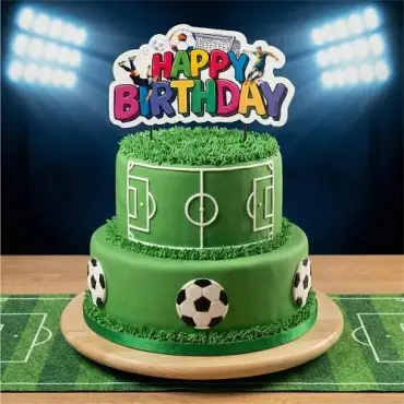 deKora Fussball Happy Birthday Kuchentopper 16.5cm | Tortendeko Fussball