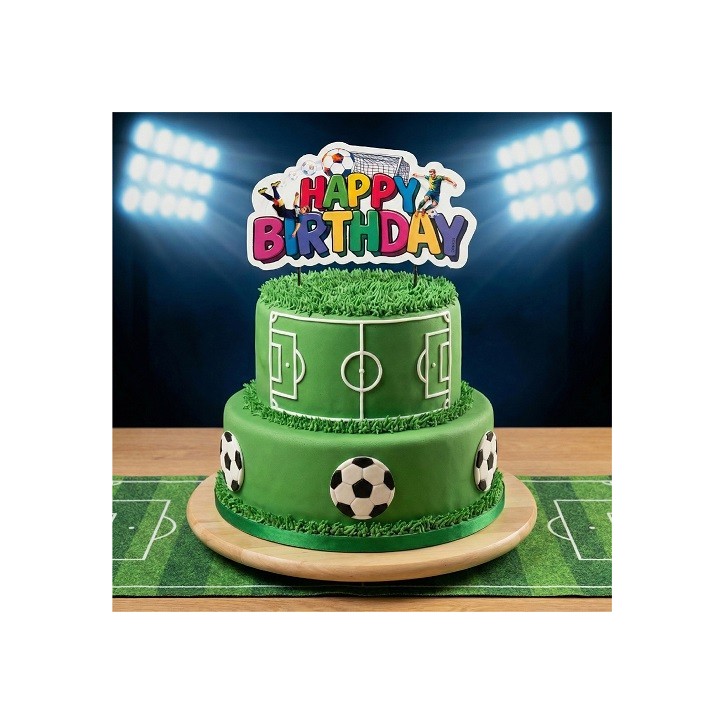 deKora Fussball Happy Birthday Kuchentopper 16.5cm | Tortendeko Fussball