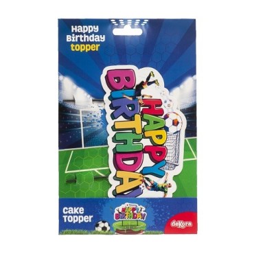 deKora Fussball Happy Birthday Kuchentopper 16.5cm | Tortendeko Fussball