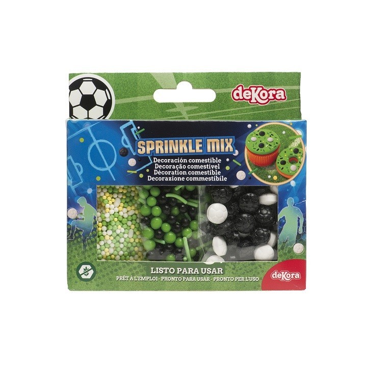 deKora Sprinkle Mix Set Fussball 70g | Fussball Streusel für Torten & Cupcakes