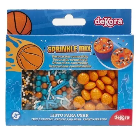 deKora Sprinkle Mix Set Basketball 70g | Basketball Streusel für Torten & Cupcakes