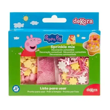 deKora Sprinkle Mix Set Peppa Pig 70g | Peppa Wutz Streusel für Torten & Cupcakes