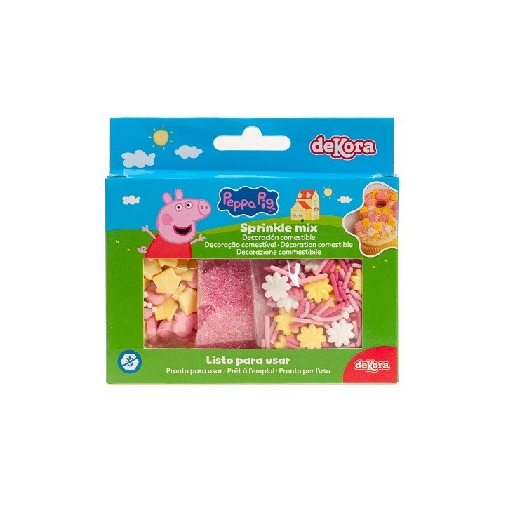 deKora Sprinkle Mix Set Peppa Pig 70g | Peppa Wutz Streusel für Torten & Cupcakes