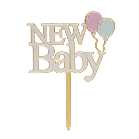 deKora New Baby Cake Topper 10x14cm | Baby Shower Decoration