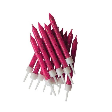 Anniversary House Pink Glitter Birthday Candles 12 Pack