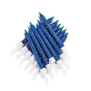 Anniversary House Blue Glitter Birthday Candles 12 Pack
