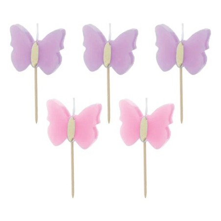 Anniversary House Butterfly Shaped Cake Candles 5 Pack