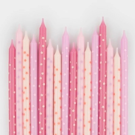 Meri Meri Pink Stars Birthday Candles 16 Pack