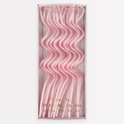 Meri Meri Curly Geburtstagskerzen Rosa, 20 Stück