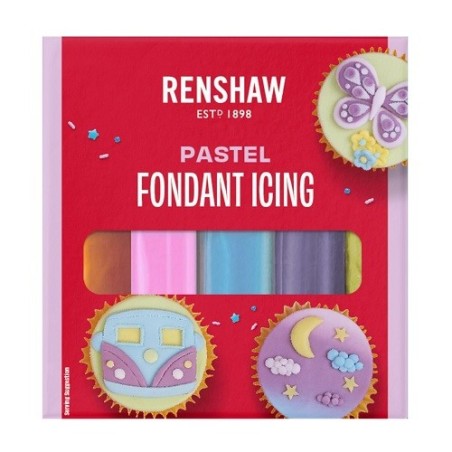 Renshaw Pastel Fondant Multipack 5x100g | Blue Pink Yellow Lavender Green