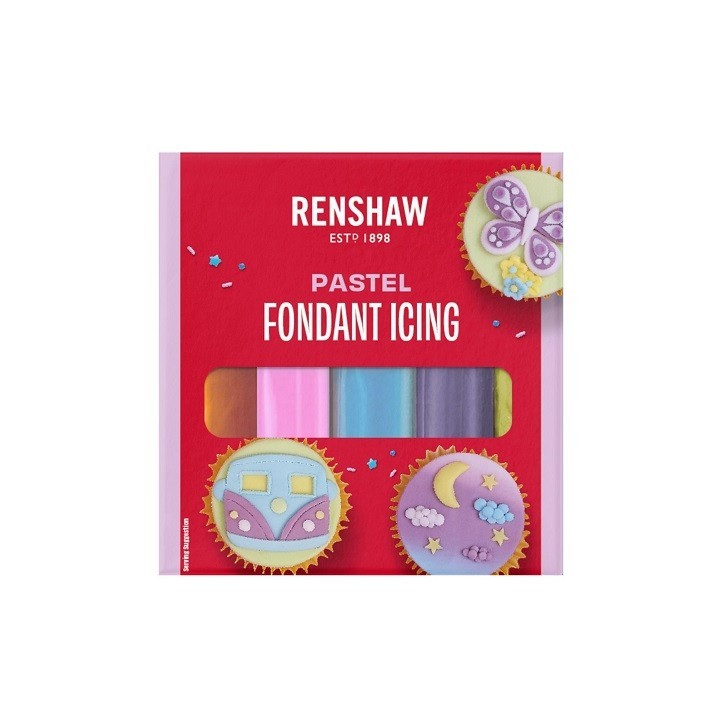 Renshaw Rollfondant Multipack Pastel 5x100g | Blue Pink Yellow Lavender Green