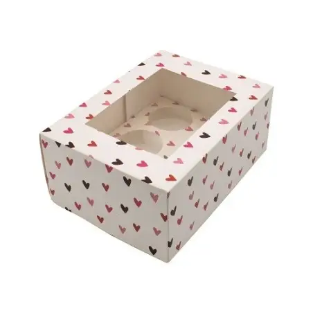 Simply Making 6er Cupcake Schachteln Hearts 2 Stück | Cupcake Box mit Herzdesign