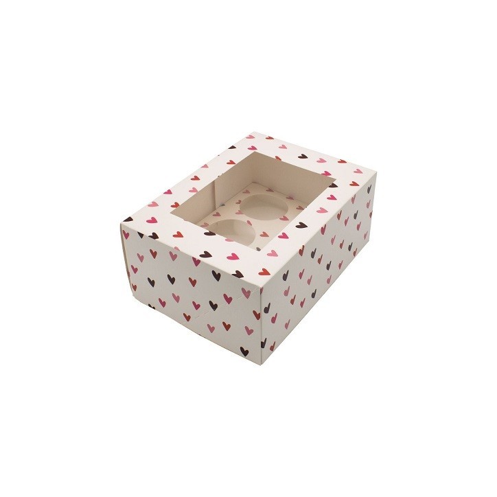 Simply Making 6 Cupcake Boxes Hearts 2 Pack | Cupcake Gift Box with Window