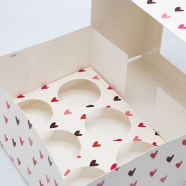 Simply Making 6 Cupcake Boxes Hearts 2 Pack | Cupcake Gift Box with Window