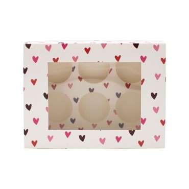 Simply Making 6 Cupcake Boxes Hearts 2 Pack | Cupcake Gift Box with Window