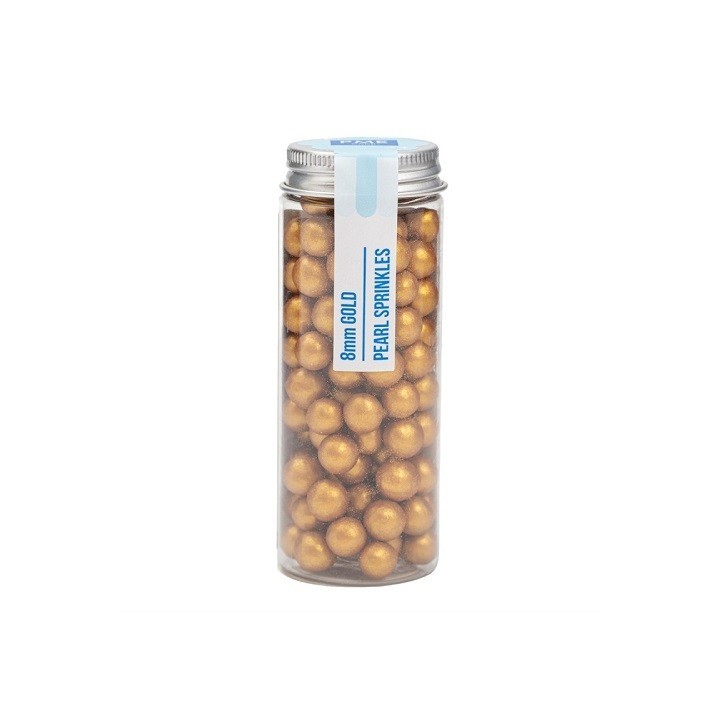 PME Pearl Sprinkles Gold 8mm 40g | Gold Sugar Pearls